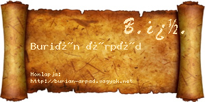 Burián Árpád névjegykártya