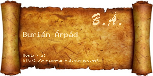 Burián Árpád névjegykártya