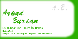 arpad burian business card